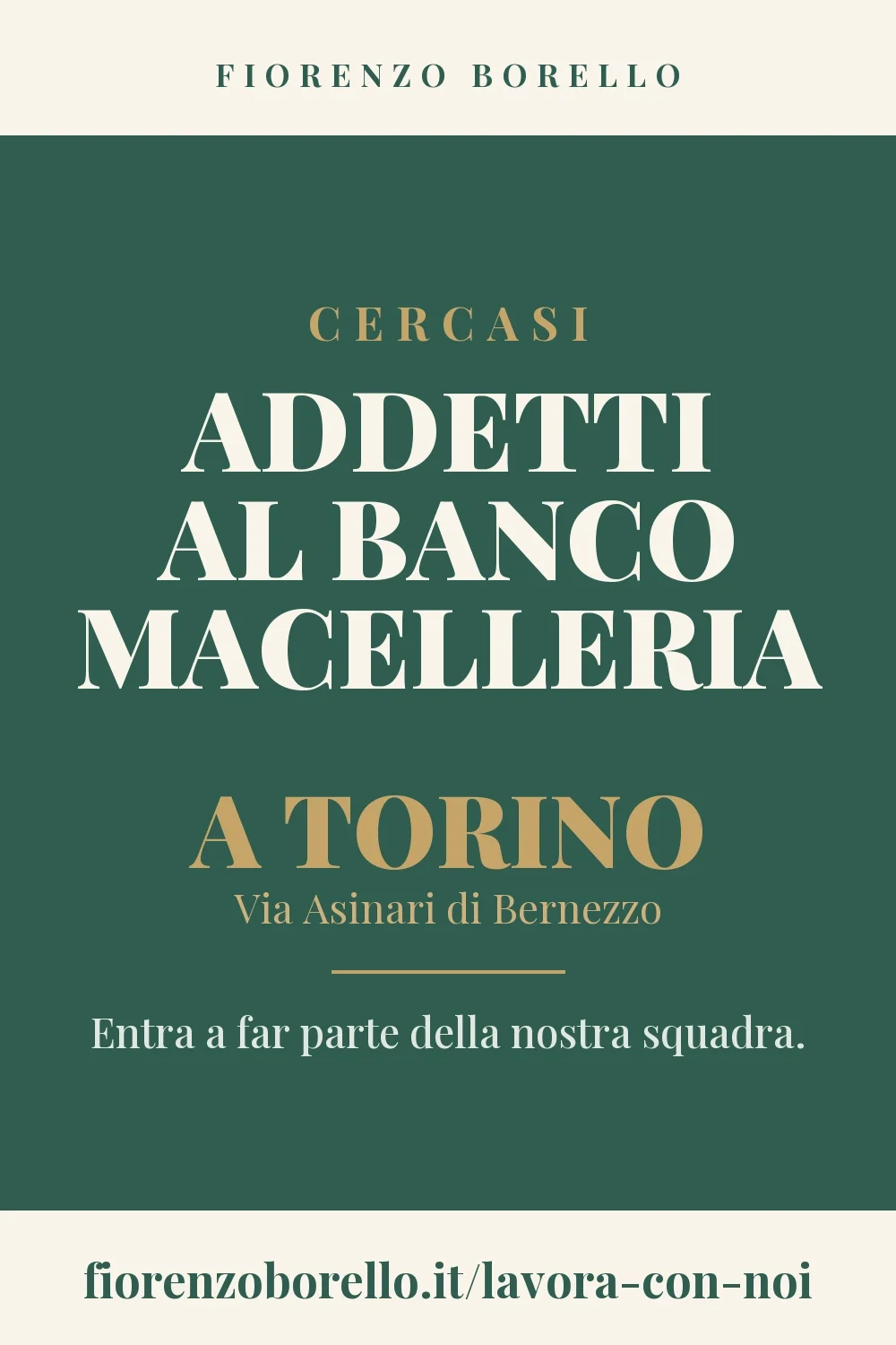 Cerchiamo 3 addetti alle vendite al reparto macelleria